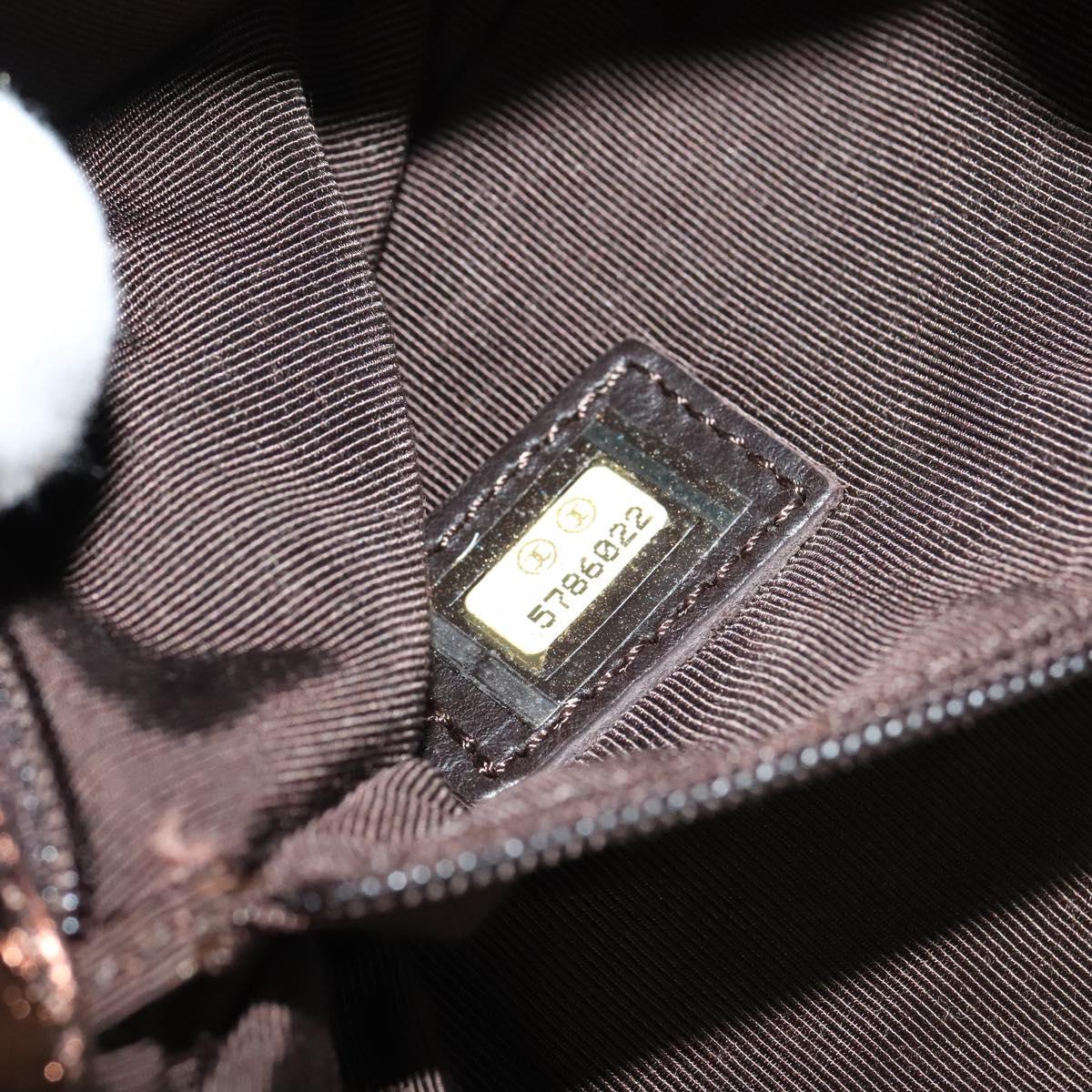 CHANEL Shoulder Bag Leather Brown CC Auth 138366