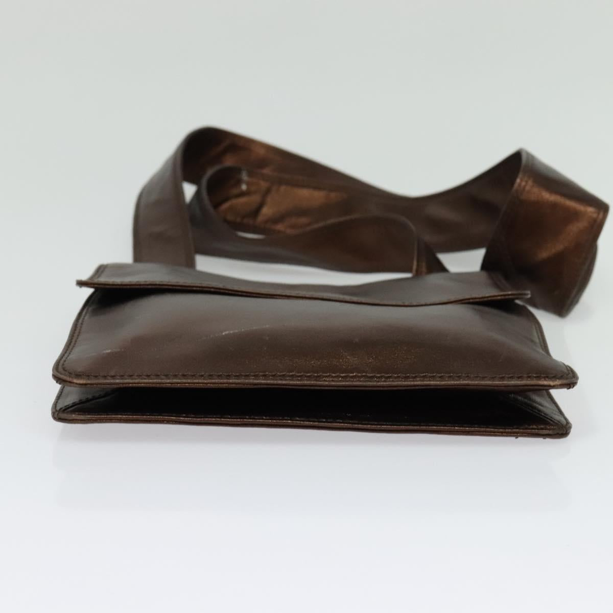 CHANEL Shoulder Bag Leather Brown CC Auth 138366