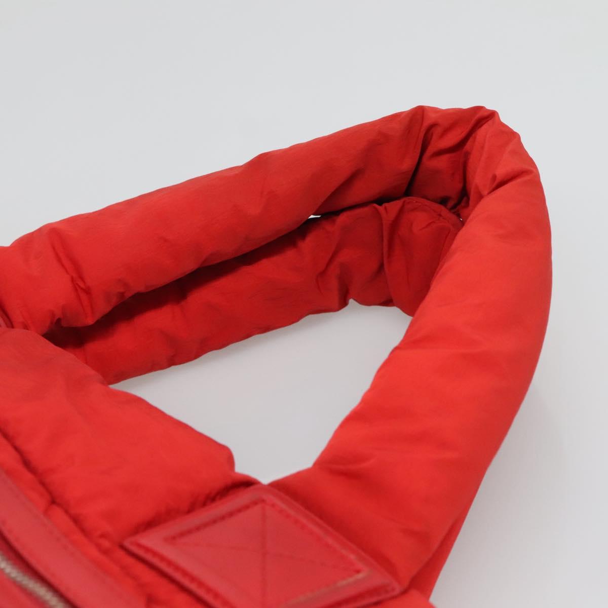 CHANEL Coco Cocoon Hand Bag Nylon Red Silver CC Auth 138367
