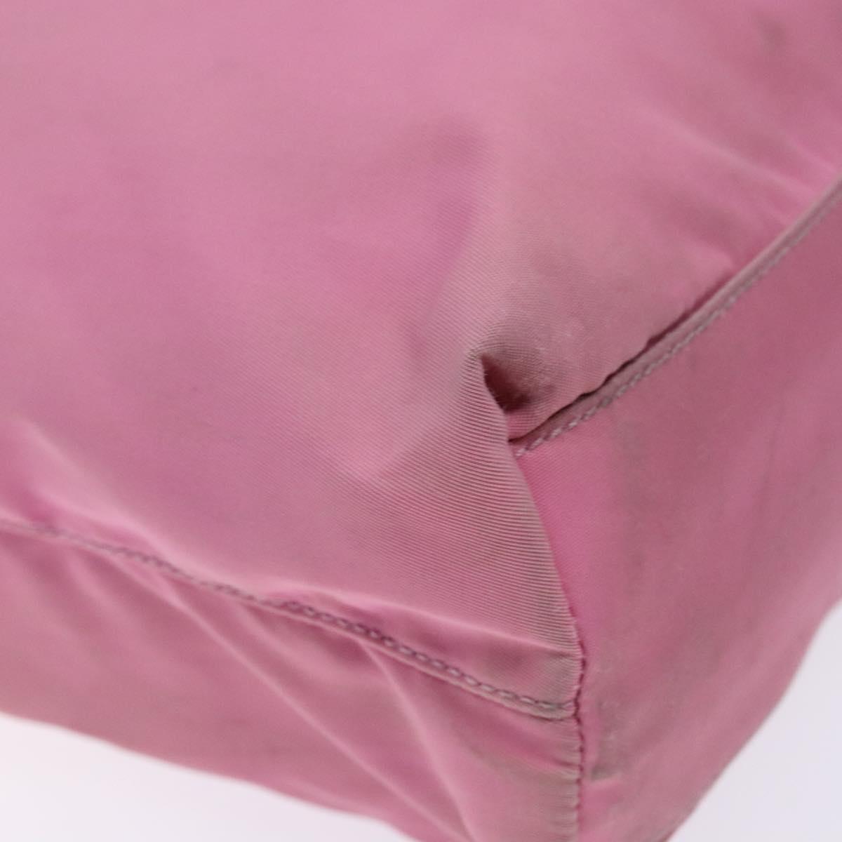 PRADA Tote Bag Nylon Pink Silver Auth 138372