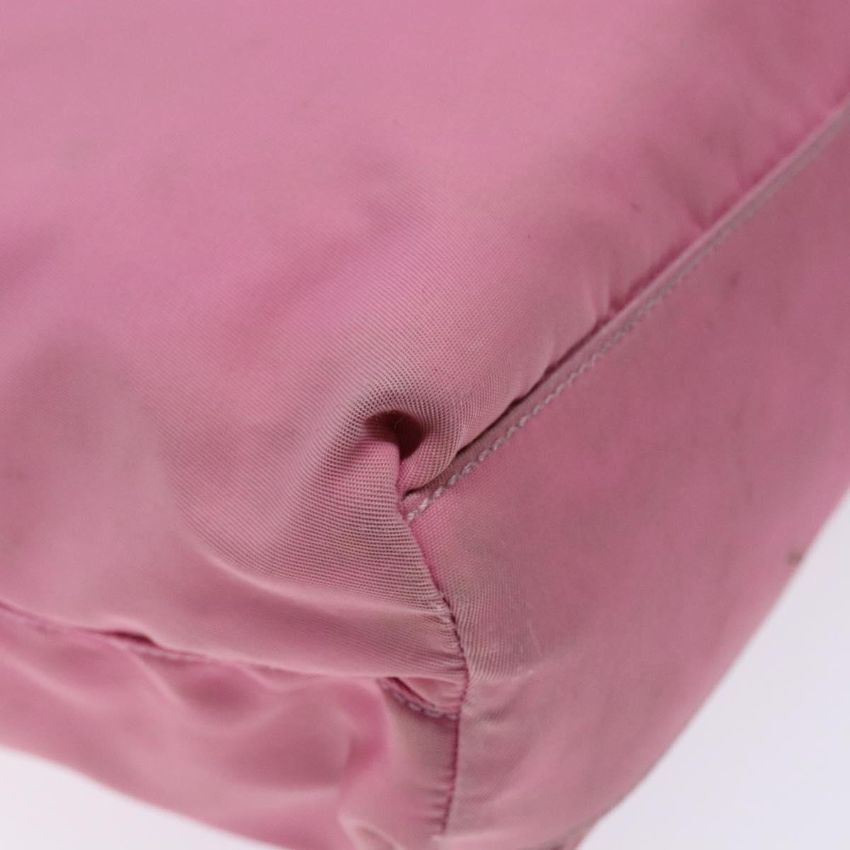 PRADA Tote Bag Nylon Pink Silver Auth 138372