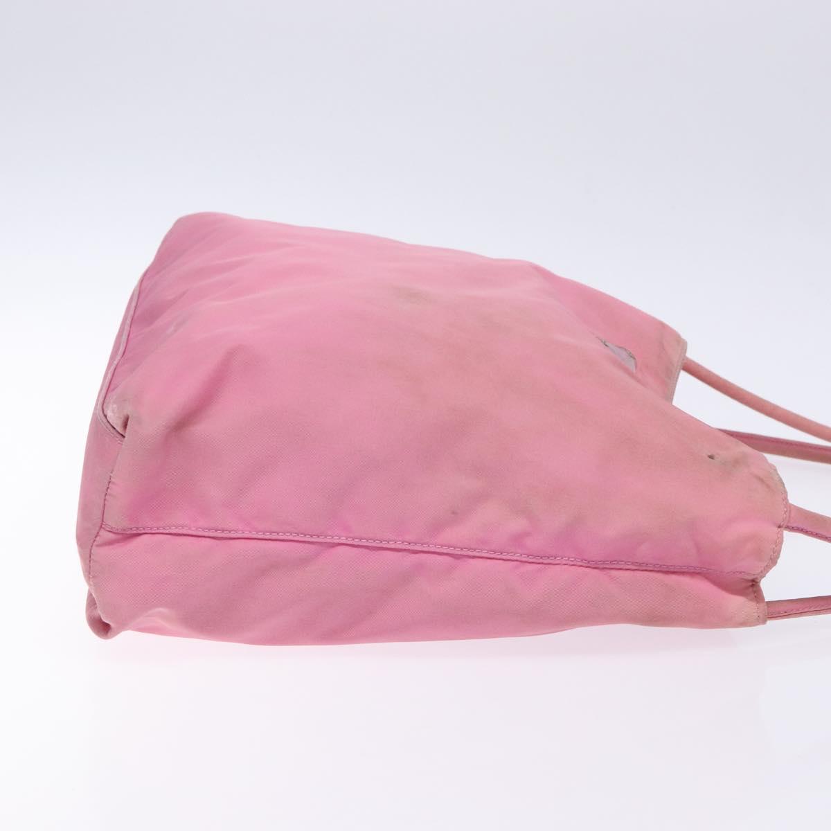 PRADA Tote Bag Nylon Pink Silver Auth 138372