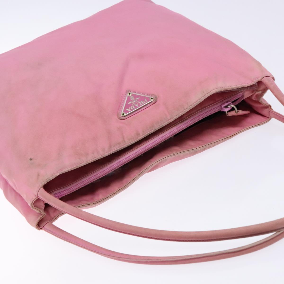 PRADA Tote Bag Nylon Pink Silver Auth 138372