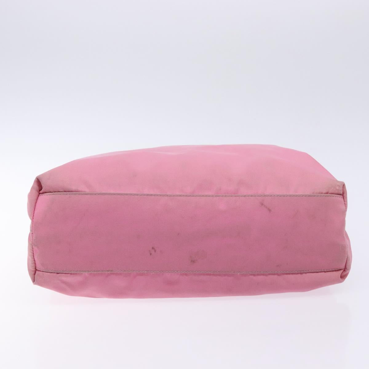 PRADA Tote Bag Nylon Pink Silver Auth 138372