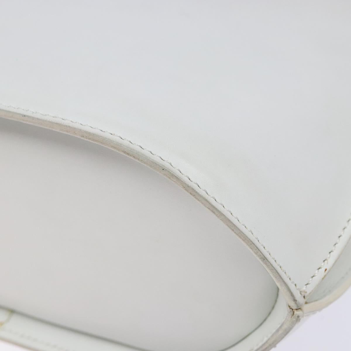 CELINE Shoulder Bag Leather Gold White Auth 138388