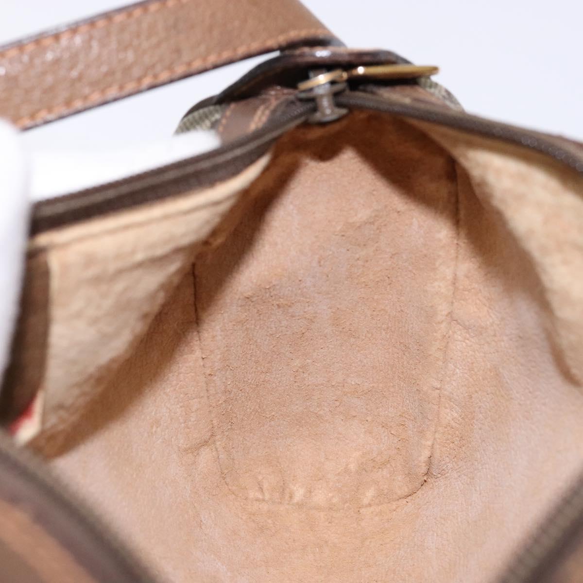 GUCCI GG Supreme Web Sherry Line Bag PVC Beige Gold 89 02 018 Auth 138389