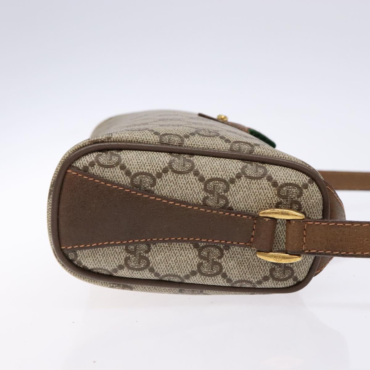 GUCCI GG Supreme Web Sherry Line Bag PVC Beige Gold 89 02 018 Auth 138389