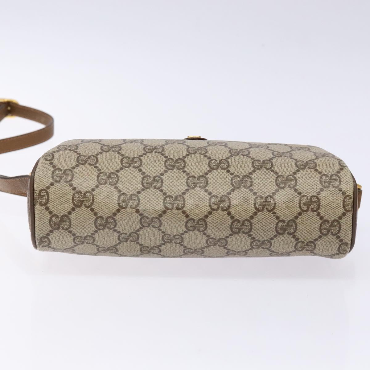 GUCCI GG Supreme Web Sherry Line Bag PVC Beige Gold 89 02 018 Auth 138389