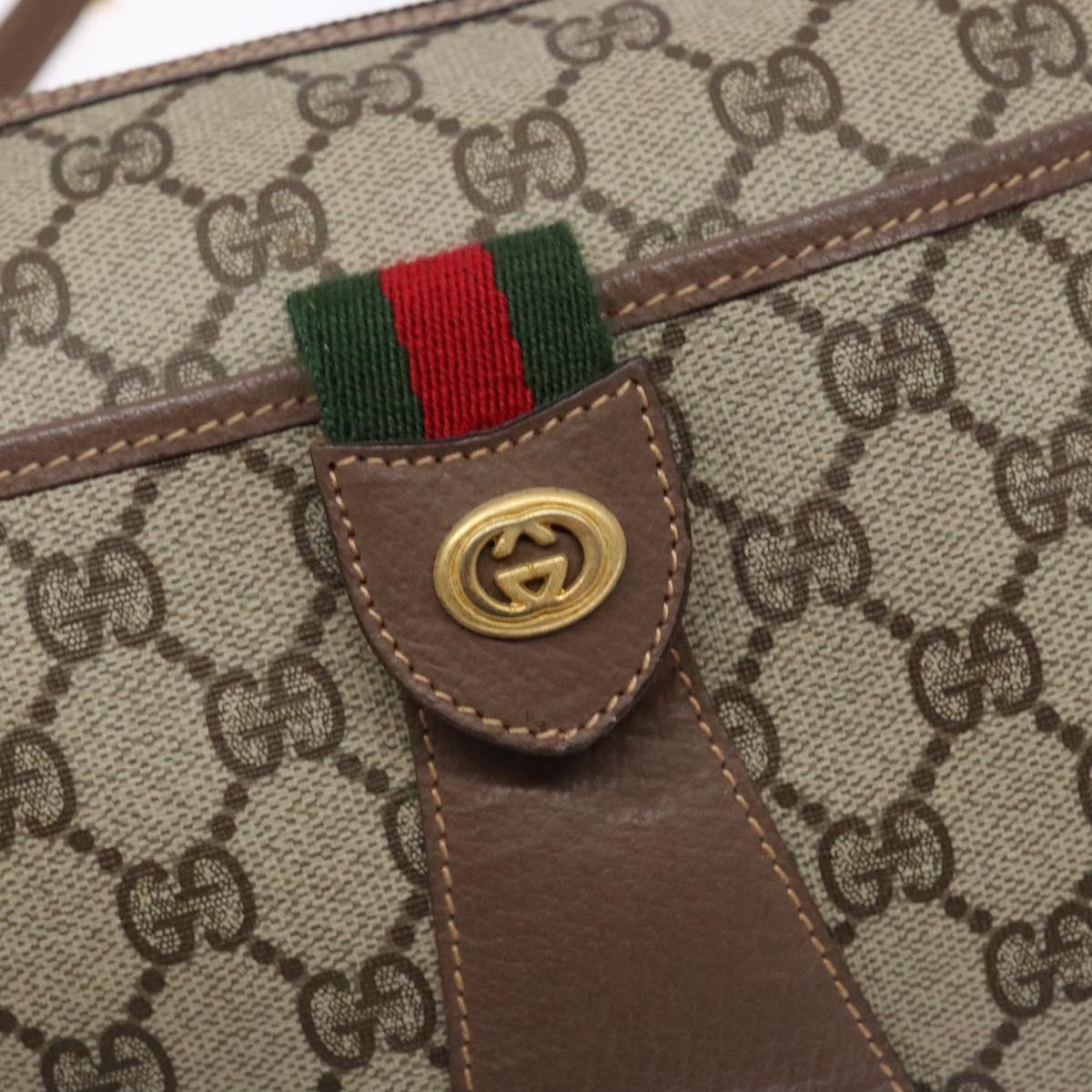 GUCCI GG Supreme Web Sherry Line Bag PVC Beige Gold 001 754 6177 Auth 138390