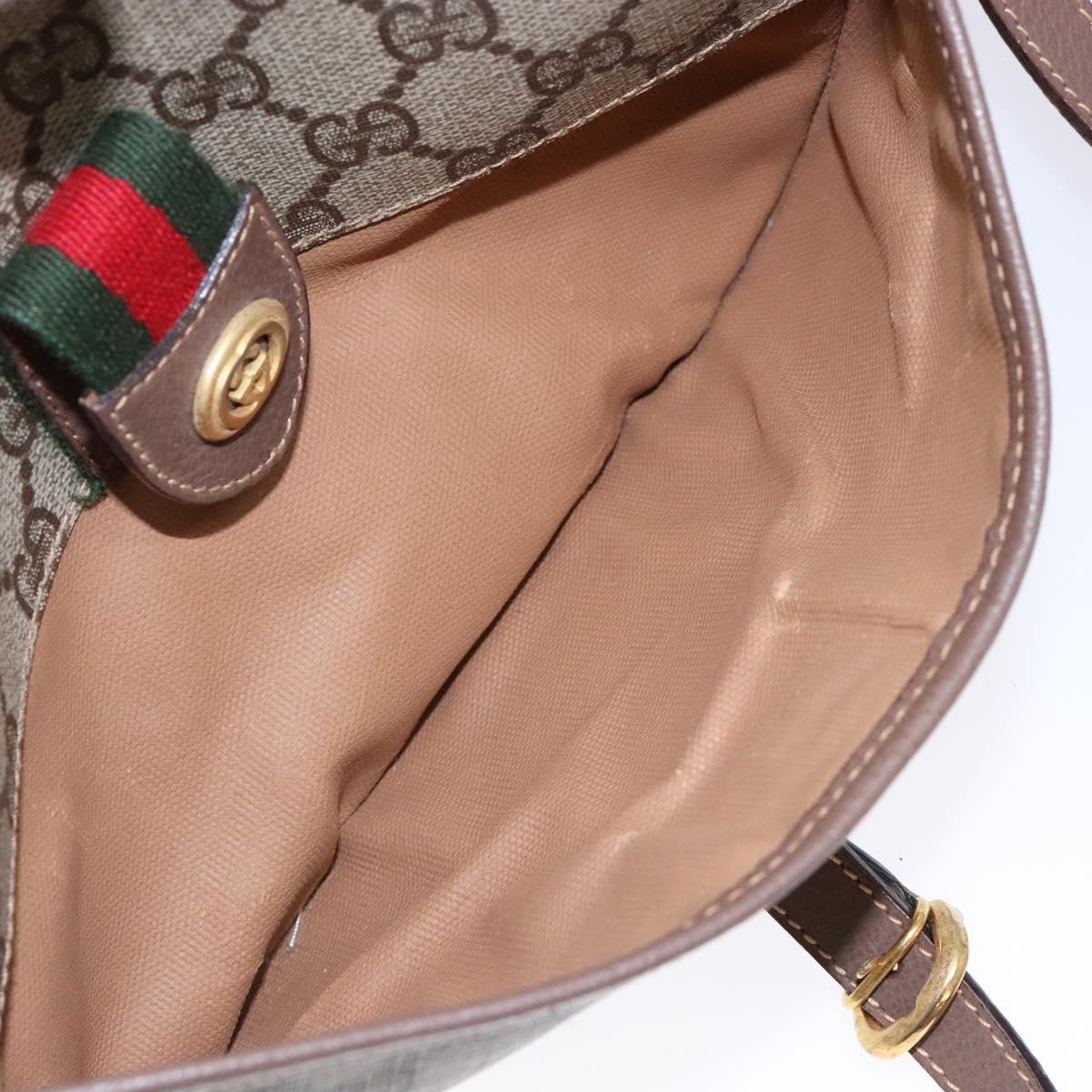 GUCCI GG Supreme Web Sherry Line Bag PVC Beige Gold 001 754 6177 Auth 138390