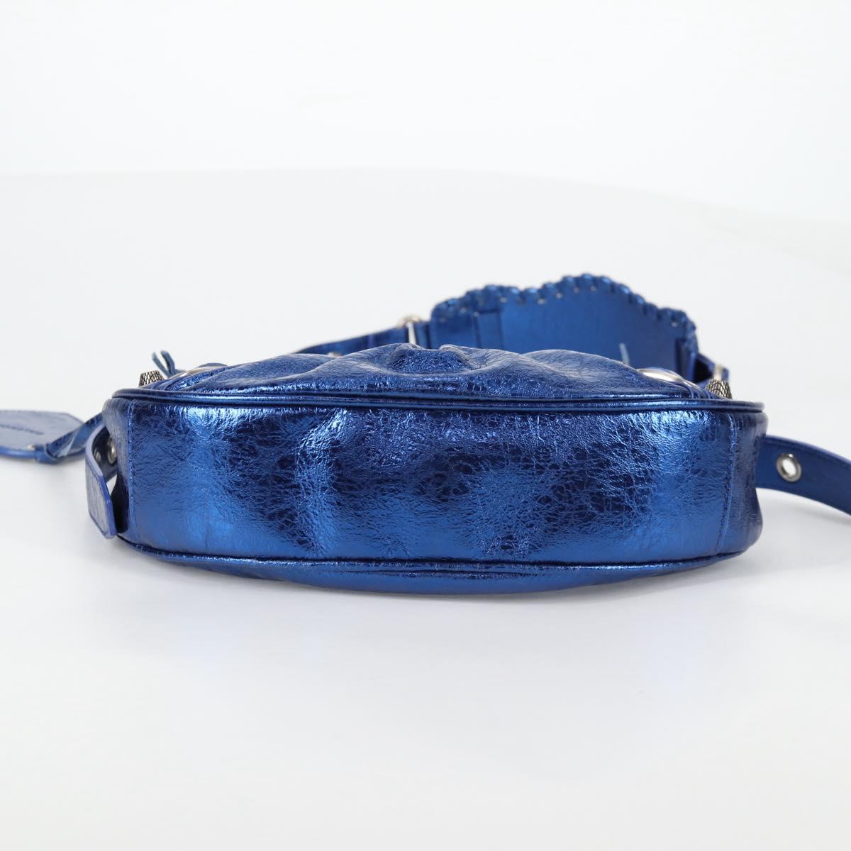 BALENCIAGA luka goal Shoulder Bag Leather Blue 671309 Auth 138394M