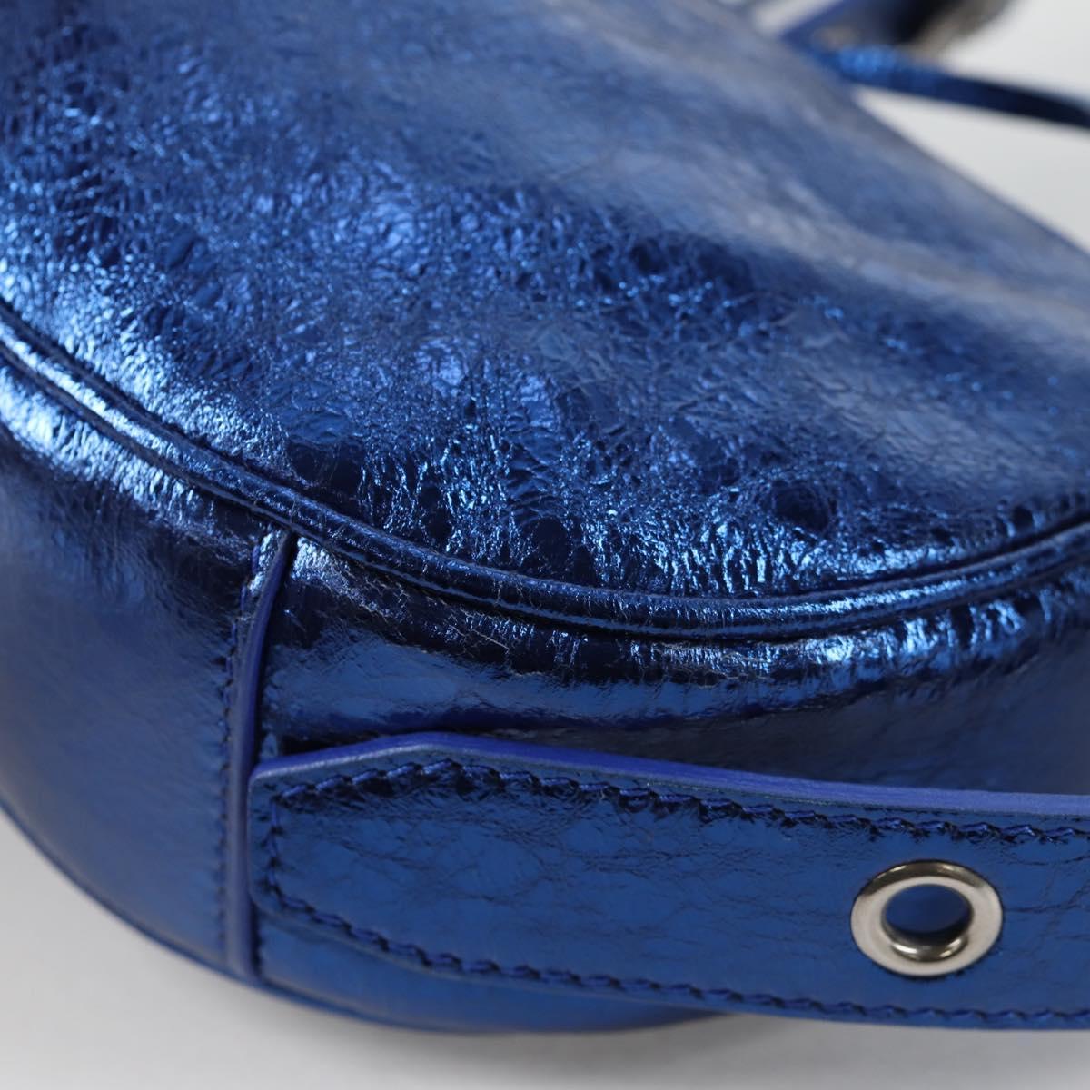 BALENCIAGA luka goal Shoulder Bag Leather Blue 671309 Auth 138394M