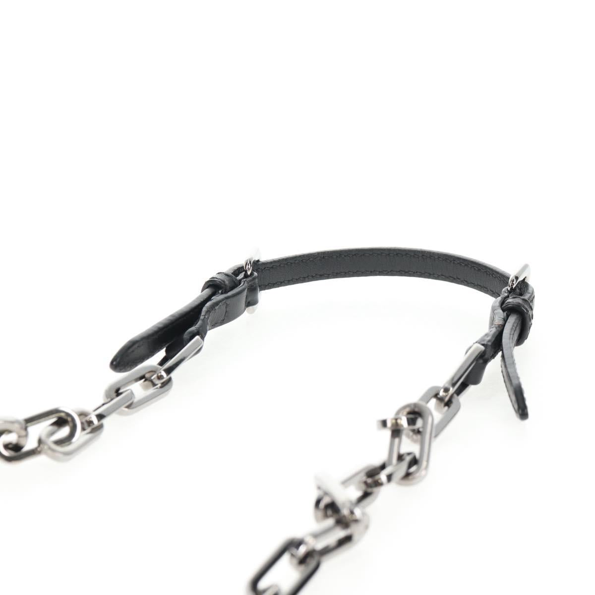Miu Miu Chain Shoulder Bag Leather Black Silver Auth 138395V