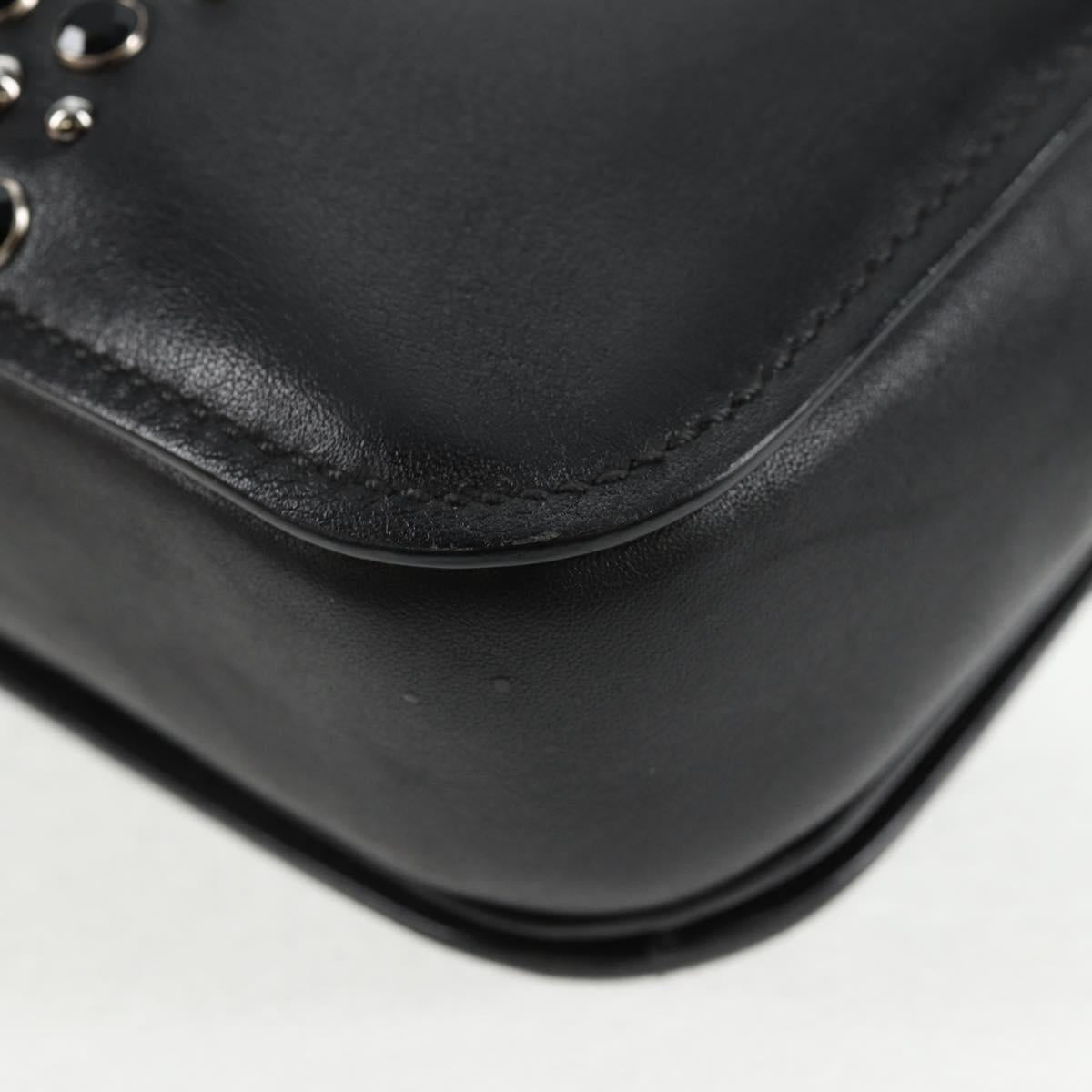 Miu Miu Chain Shoulder Bag Leather Black Silver Auth 138395V