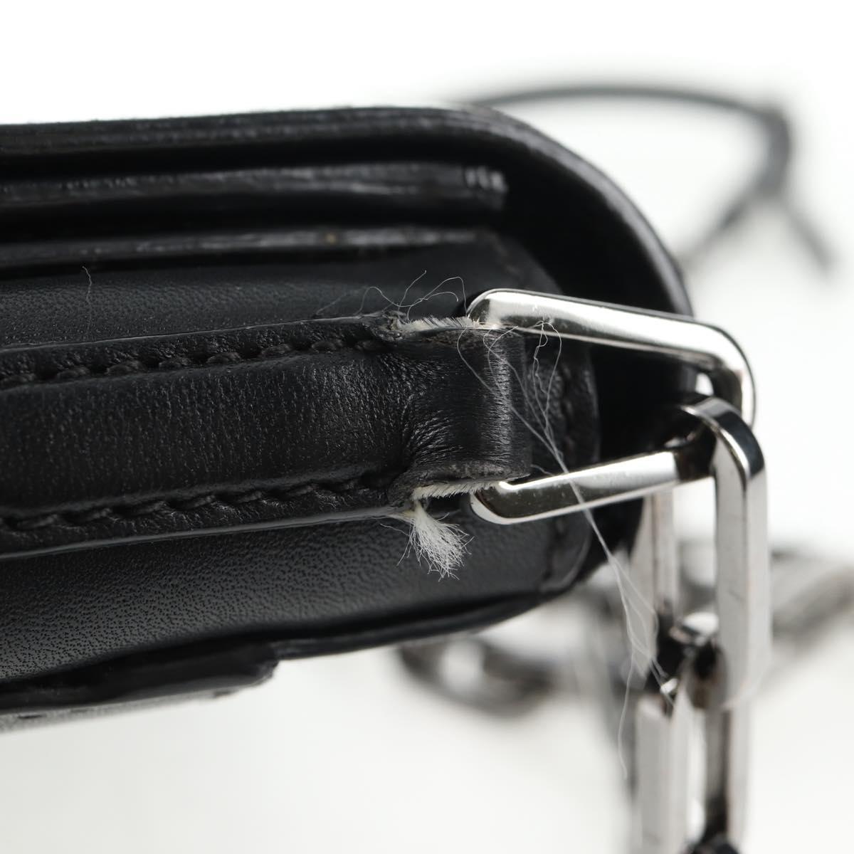 Miu Miu Chain Shoulder Bag Leather Black Silver Auth 138395V