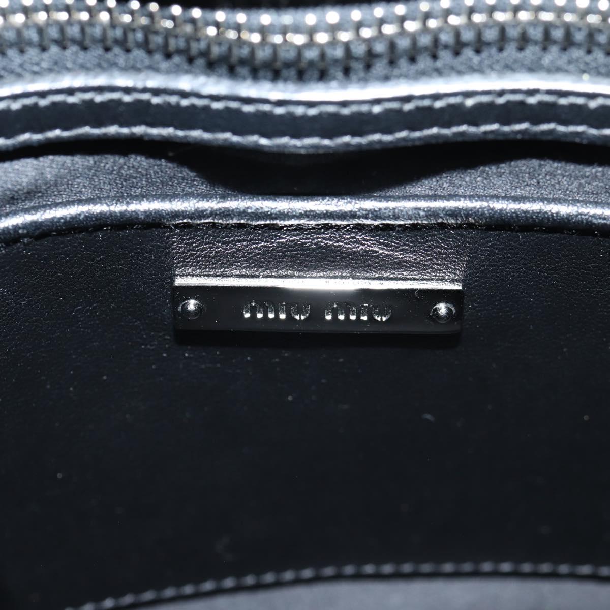 Miu Miu Chain Shoulder Bag Leather Black Silver Auth 138395V