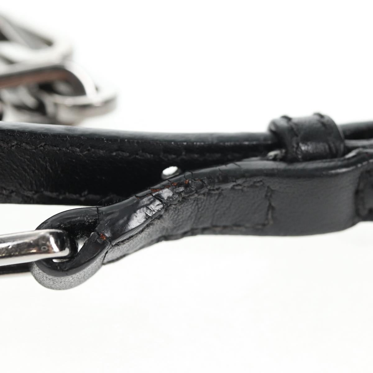 Miu Miu Chain Shoulder Bag Leather Black Silver Auth 138395V