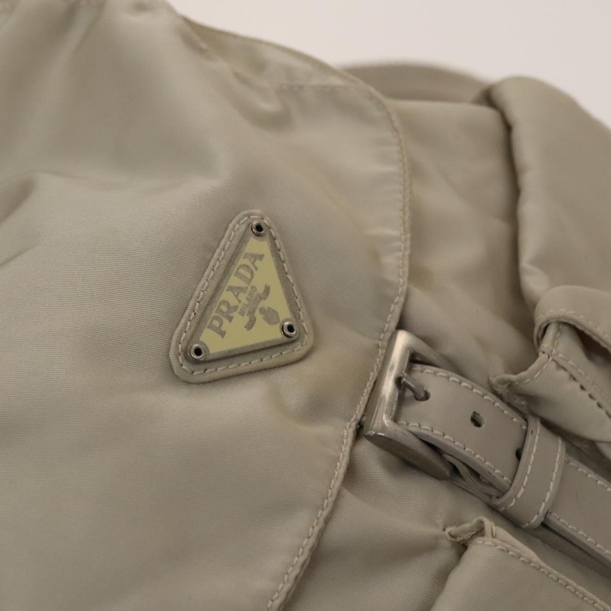 PRADA Backpack Nylon Ivory Silver Auth 138397