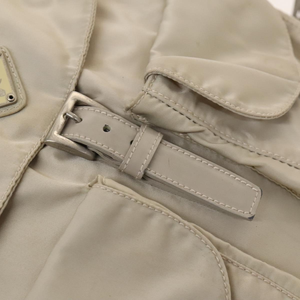 PRADA Backpack Nylon Ivory Silver Auth 138397