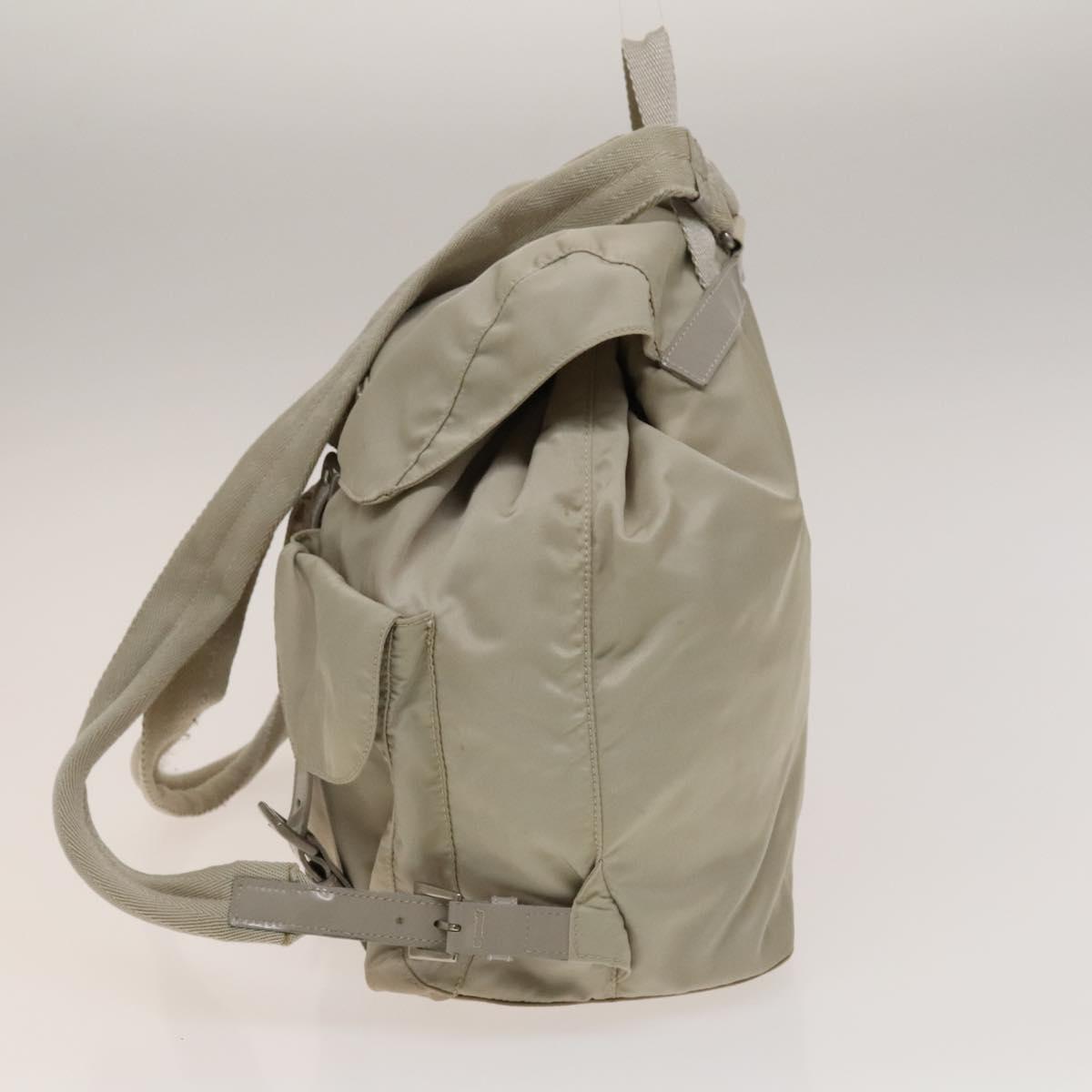 PRADA Backpack Nylon Ivory Silver Auth 138397