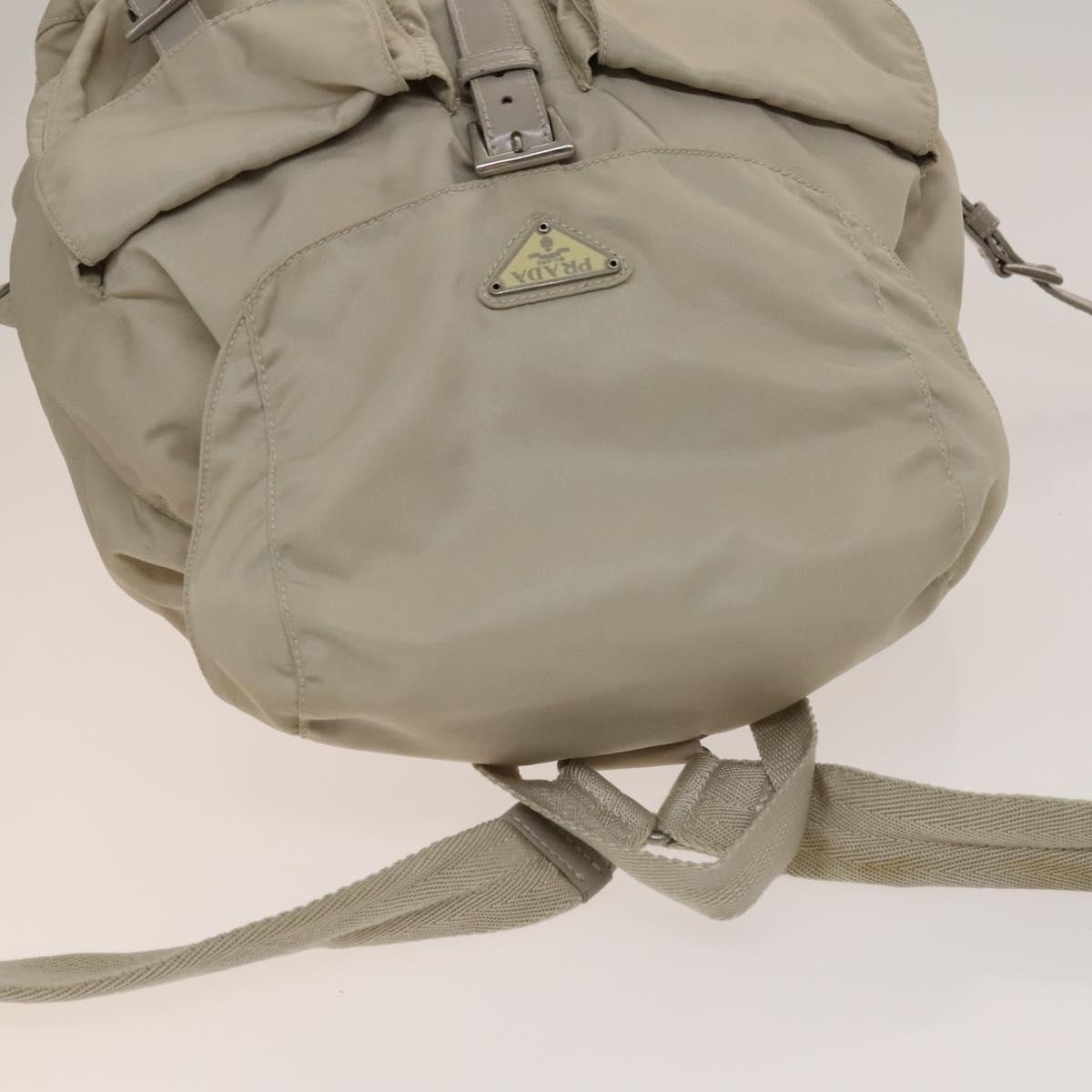 PRADA Backpack Nylon Ivory Silver Auth 138397