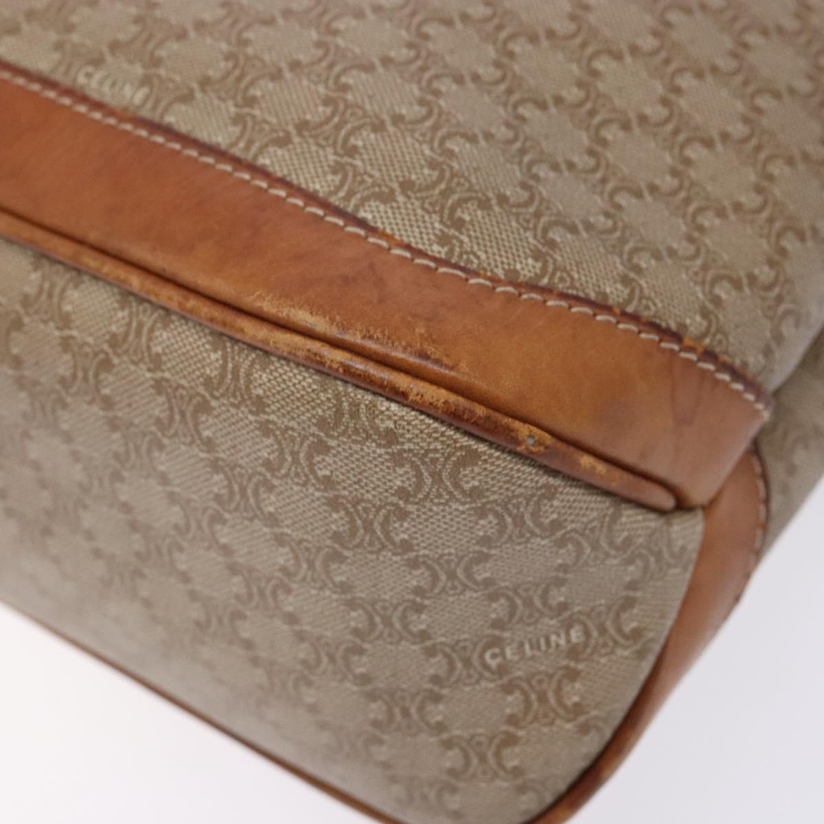 CELINE Macadam Canvas Hand Bag PVC Beige Gold Auth 138406