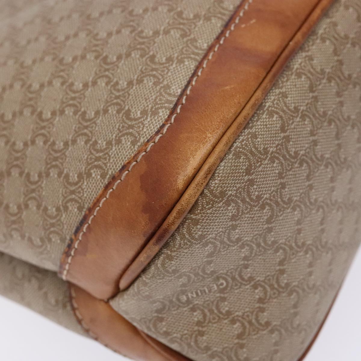 CELINE Macadam Canvas Hand Bag PVC Beige Gold Auth 138406