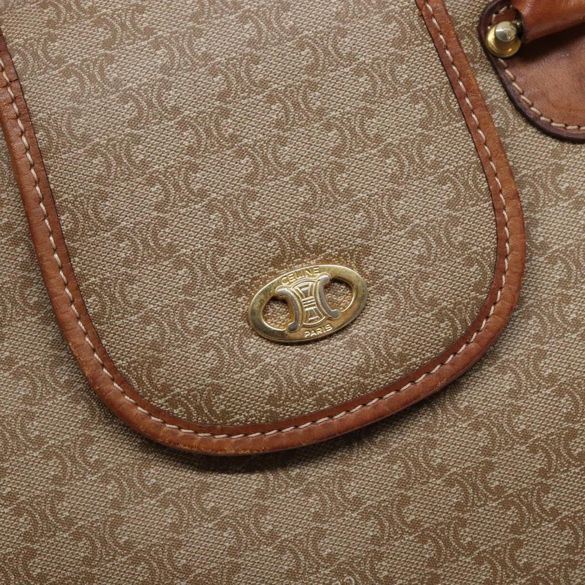CELINE Macadam Canvas Hand Bag PVC Beige Gold Auth 138406