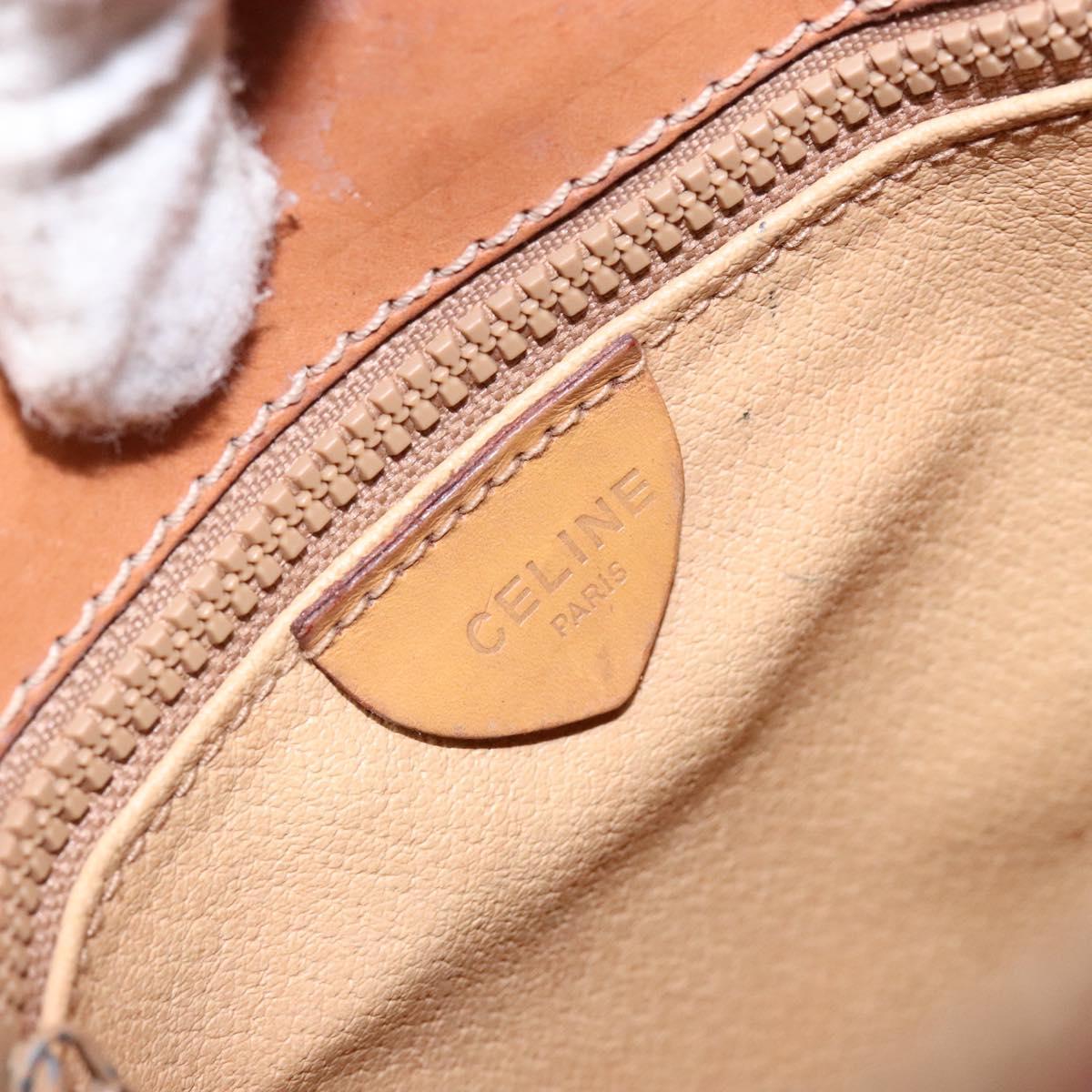 CELINE Macadam Canvas Hand Bag PVC Beige Gold Auth 138406