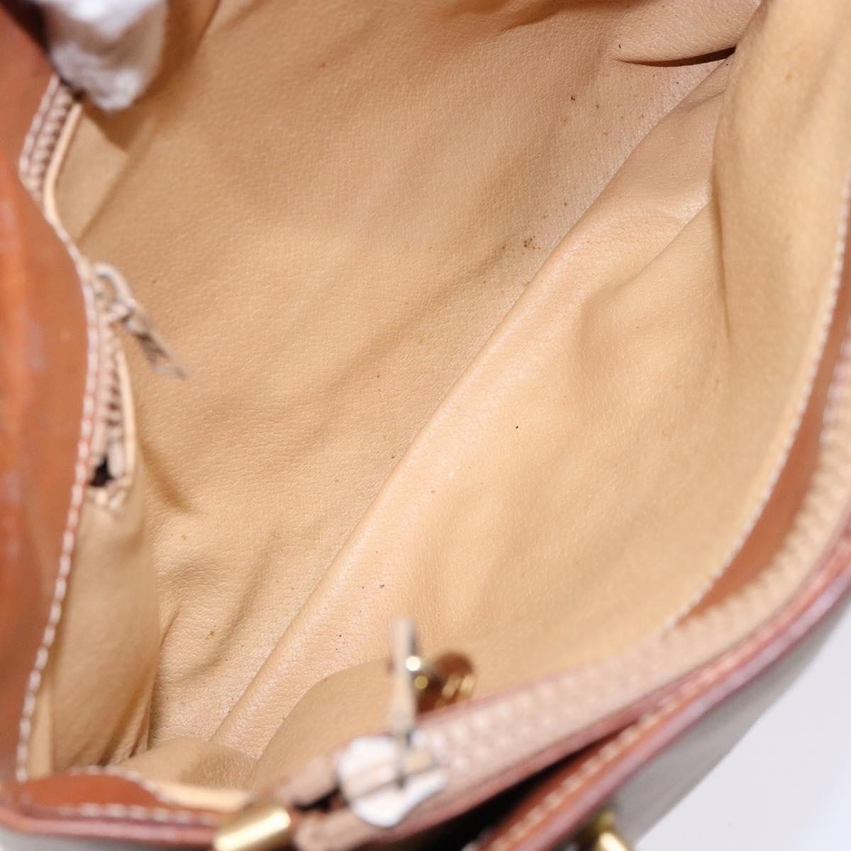 CELINE Macadam Canvas Hand Bag PVC Beige Gold Auth 138406