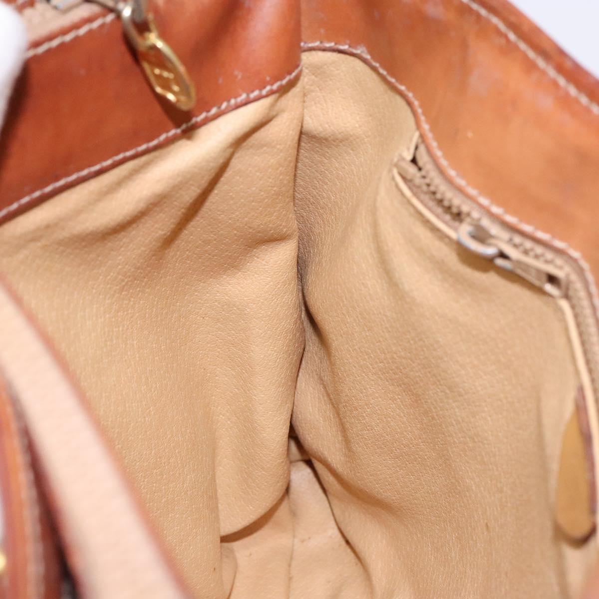 CELINE Macadam Canvas Hand Bag PVC Beige Gold Auth 138406