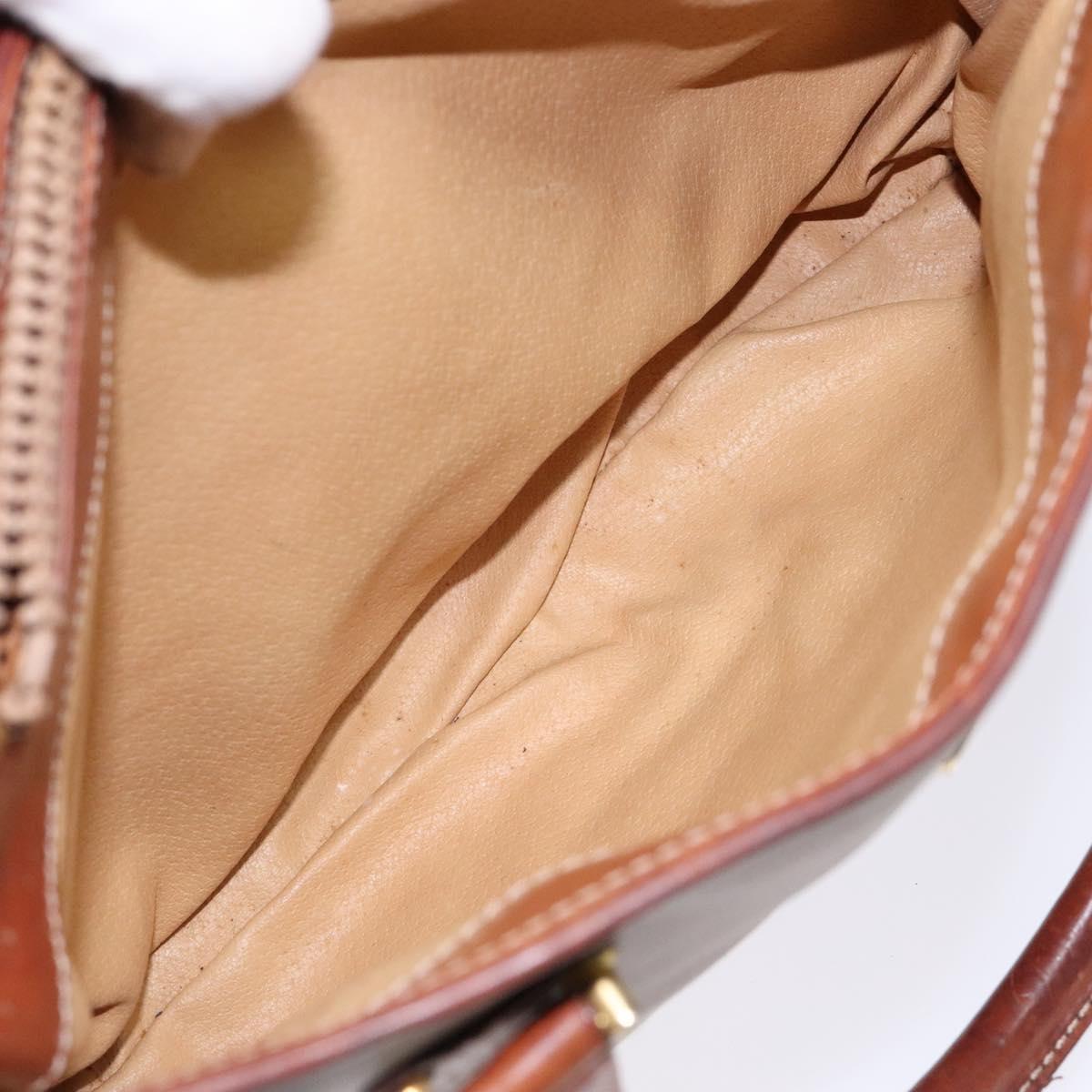 CELINE Macadam Canvas Hand Bag PVC Beige Gold Auth 138406