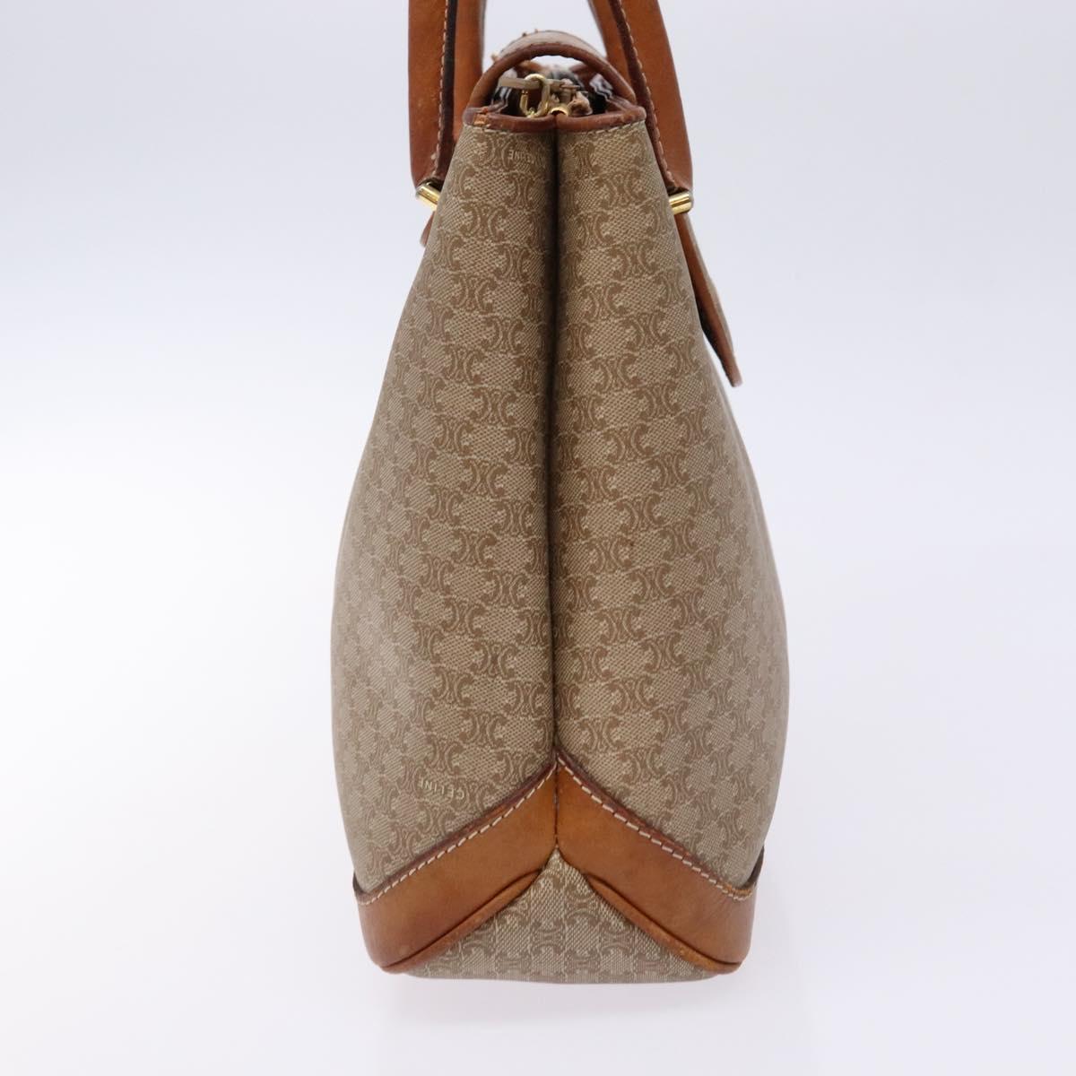 CELINE Macadam Canvas Hand Bag PVC Beige Gold Auth 138406