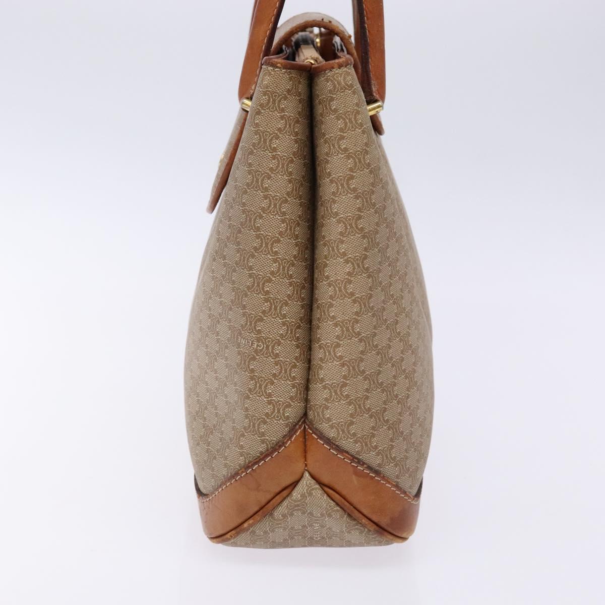 CELINE Macadam Canvas Hand Bag PVC Beige Gold Auth 138406