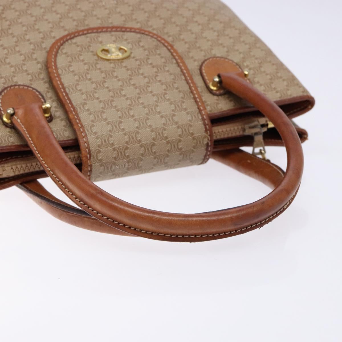 CELINE Macadam Canvas Hand Bag PVC Beige Gold Auth 138406