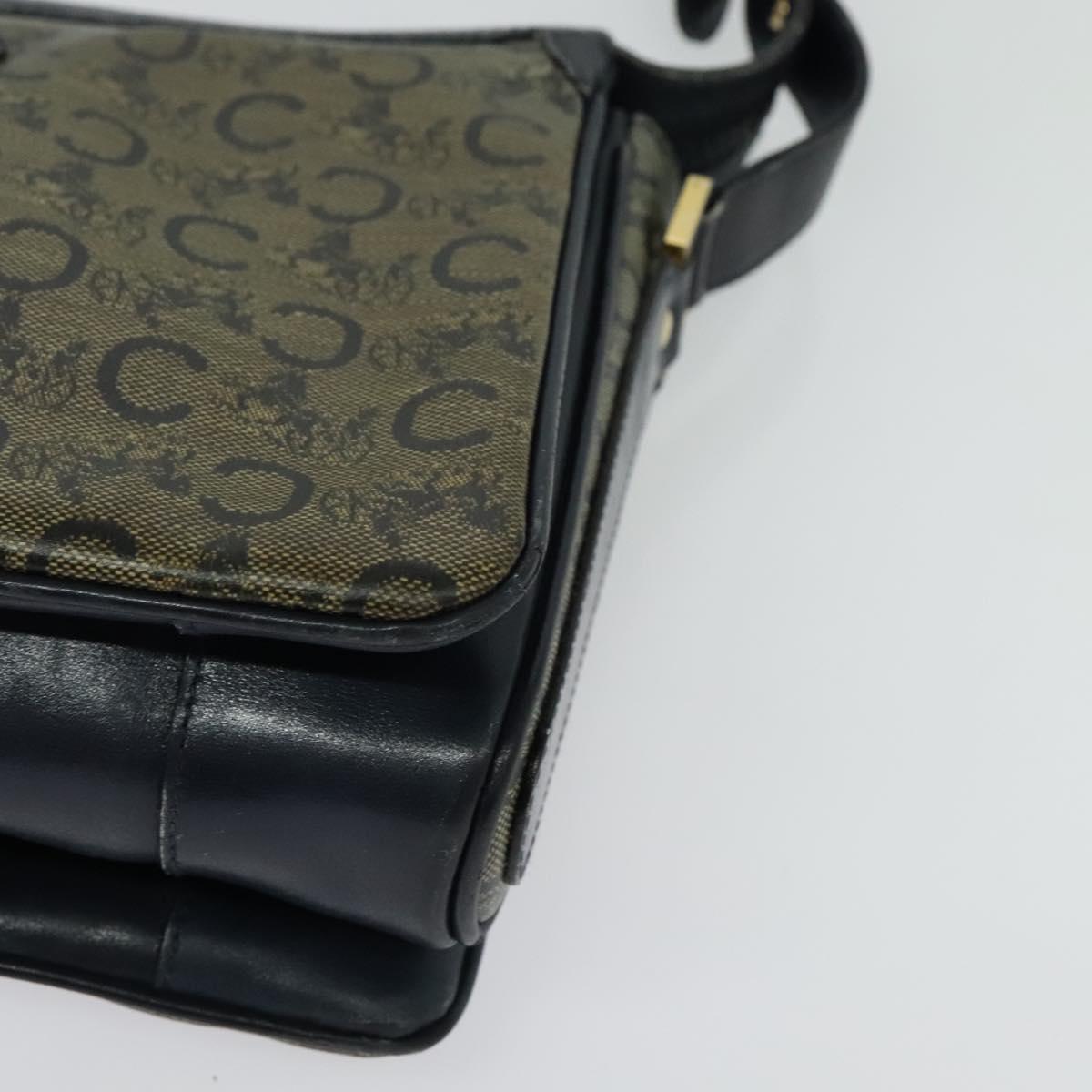 CELINE C Sulky Shoulder Bag PVC Navy Gold Auth 138407