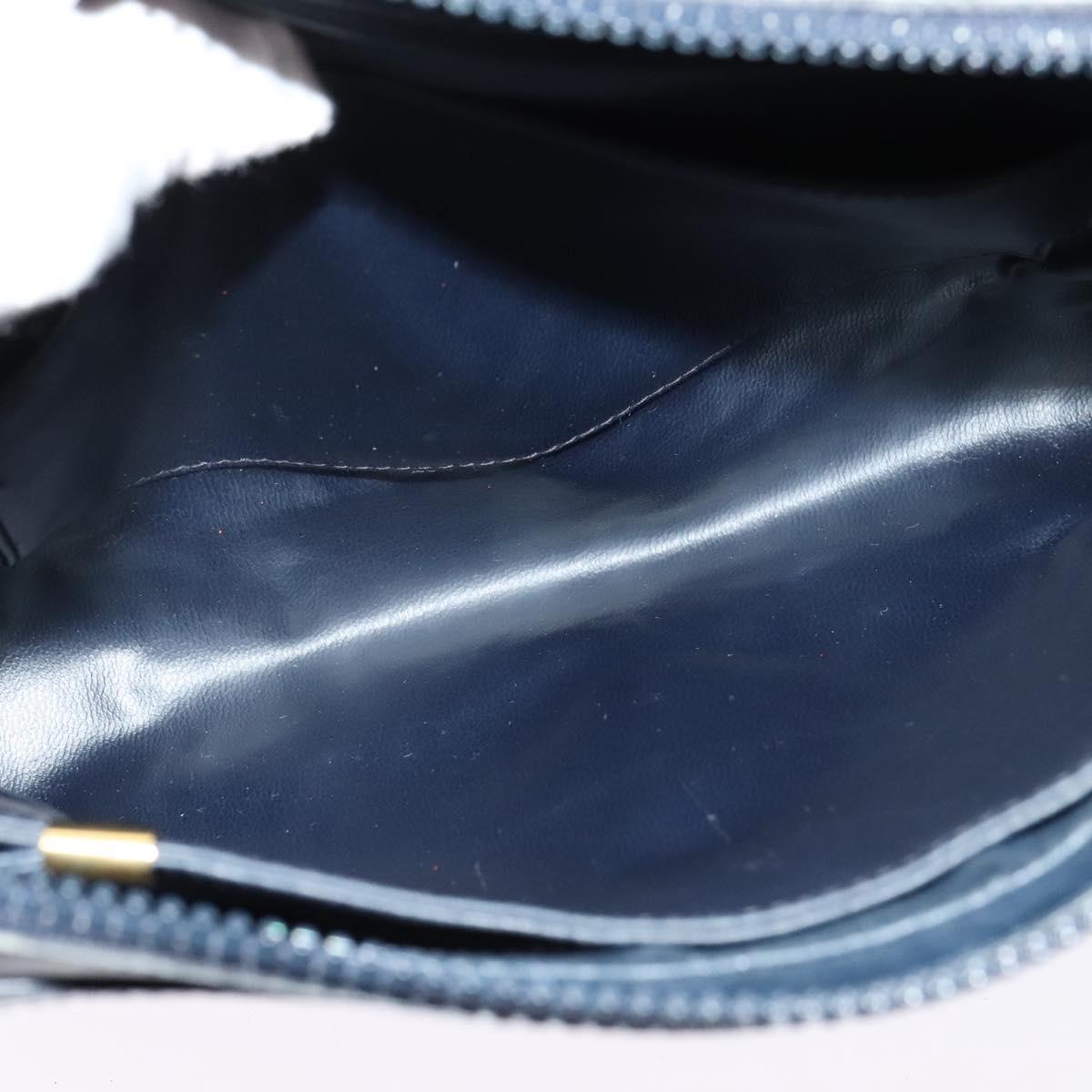 CELINE C Sulky Shoulder Bag PVC Navy Gold Auth 138407