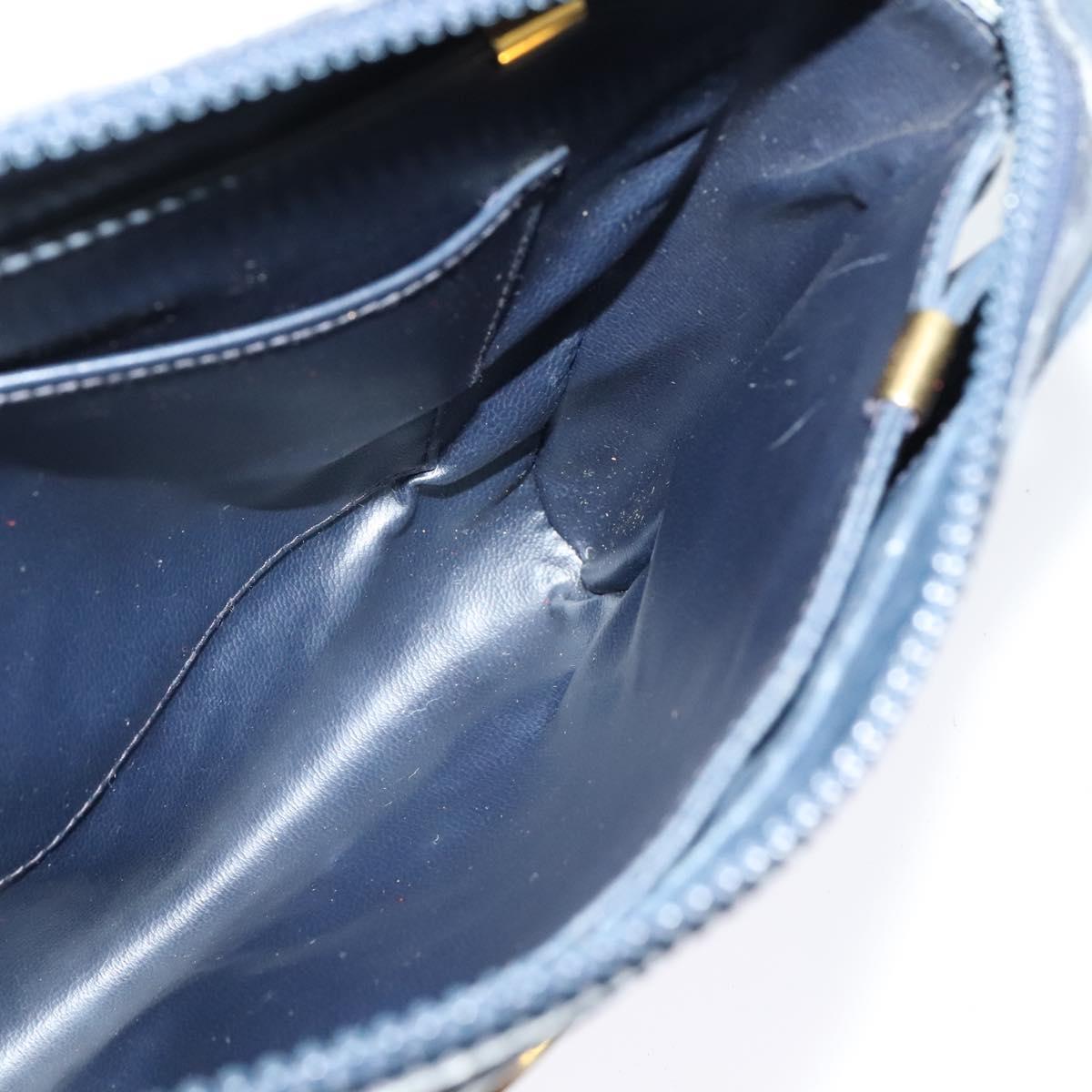 CELINE C Sulky Shoulder Bag PVC Navy Gold Auth 138407