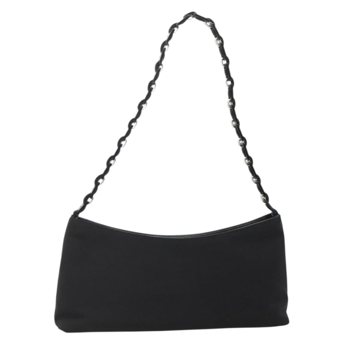 Salvatore Ferragamo Chain Vala Shoulder Bag Nylon Black Silver Auth 138415