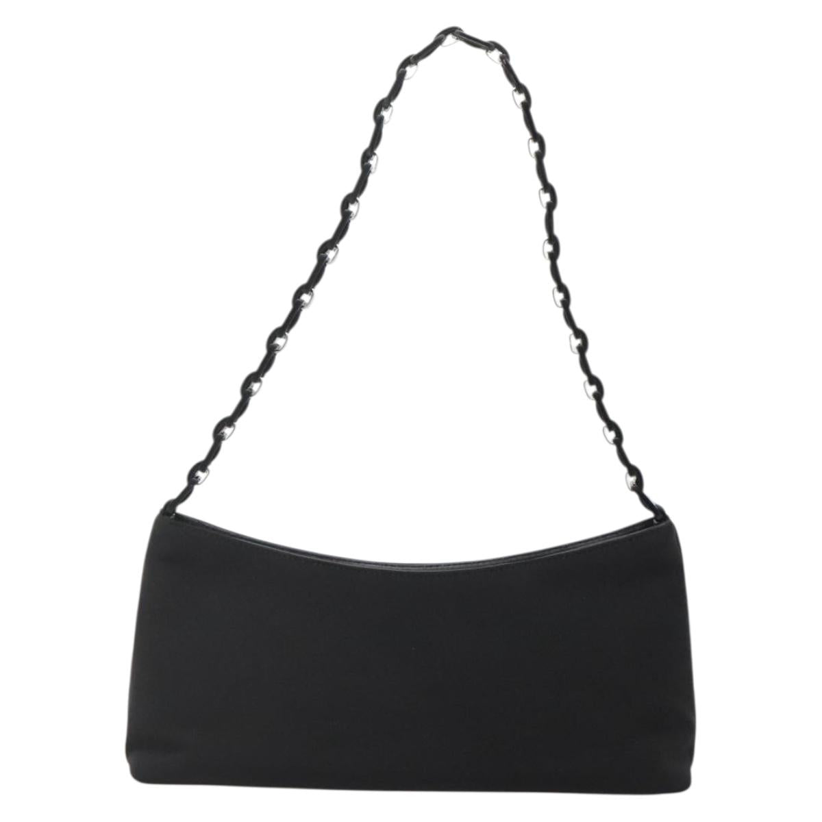 Salvatore Ferragamo Chain Vala Shoulder Bag Nylon Black Silver Auth 138415
