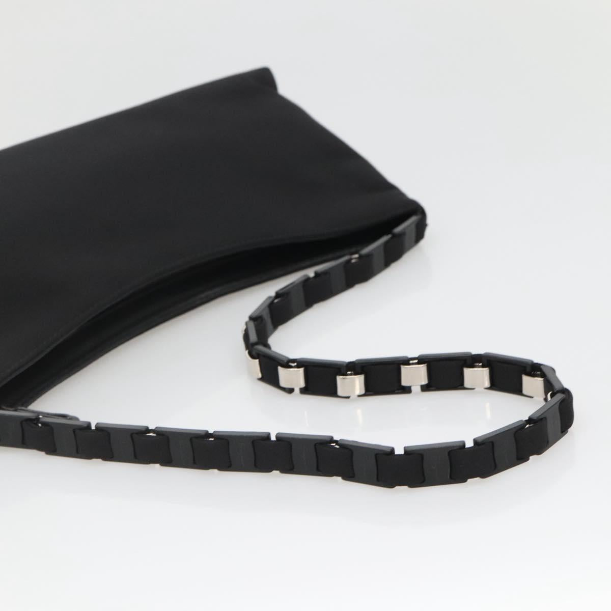 Salvatore Ferragamo Chain Vala Shoulder Bag Nylon Black Silver Auth 138415