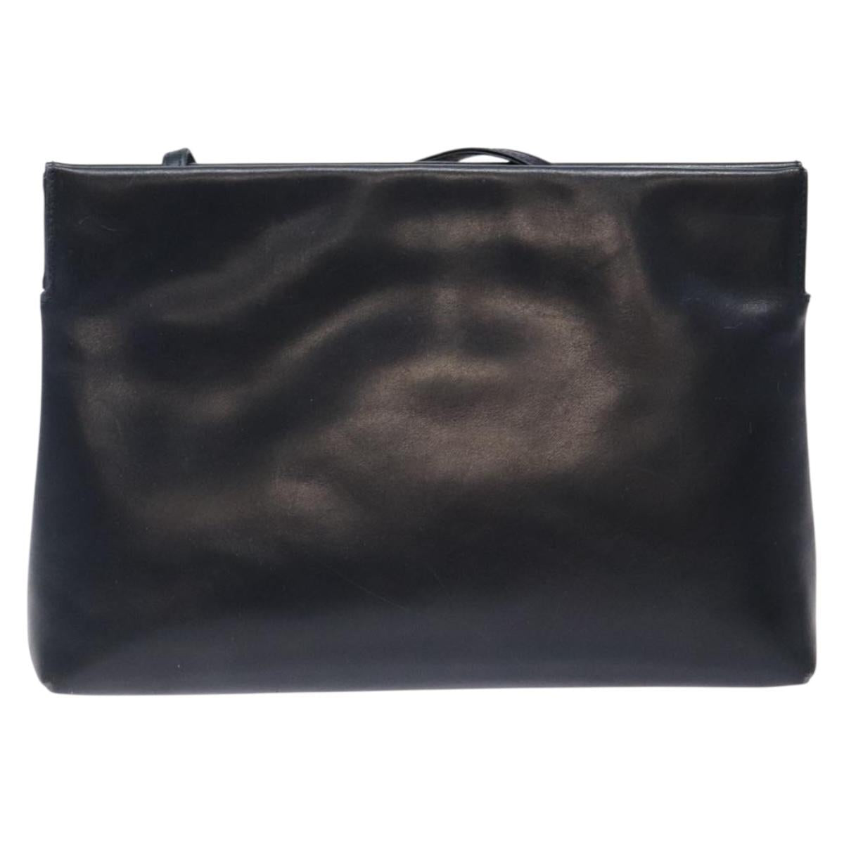 Salvatore Ferragamo Vala Shoulder Bag Leather Black Gold Auth 138416