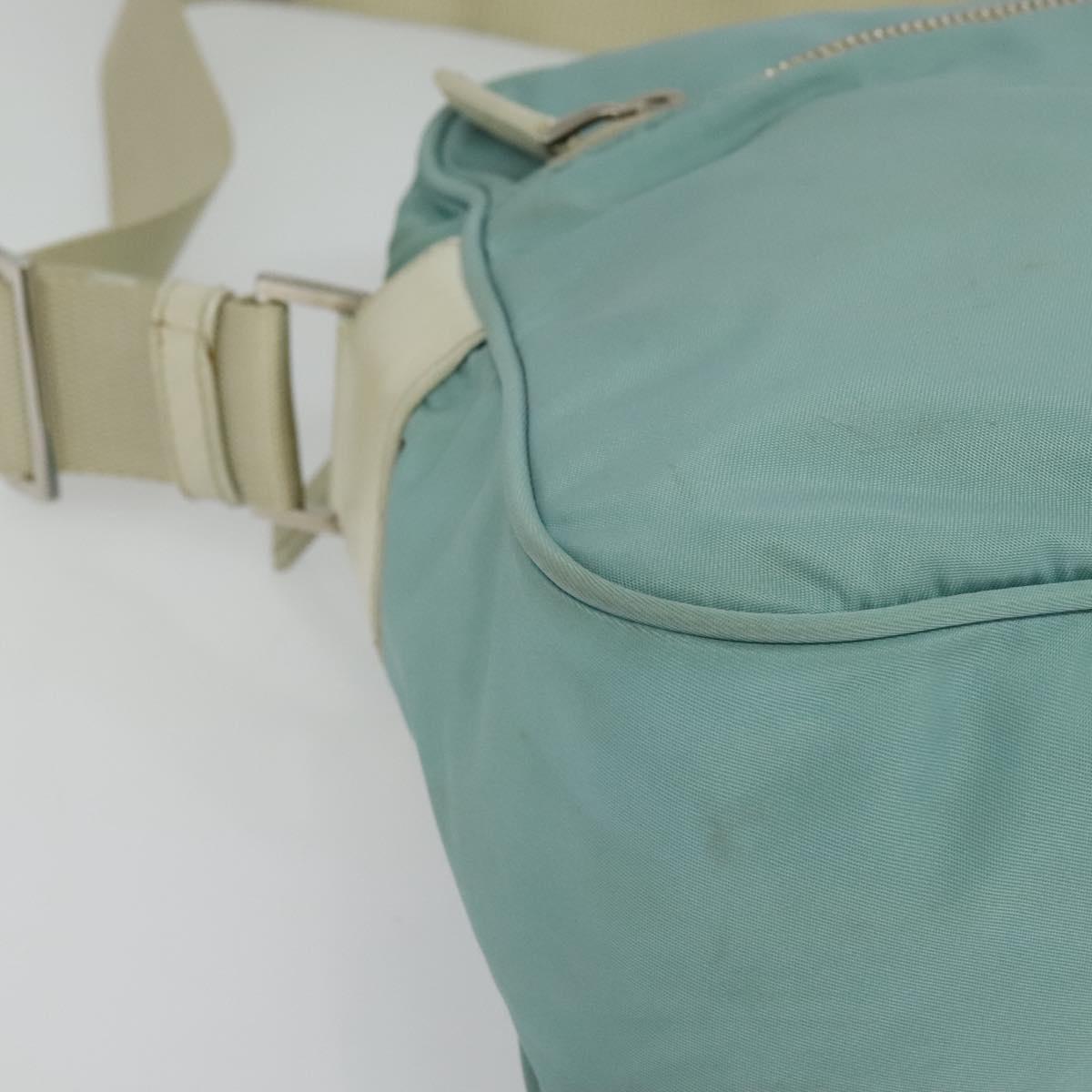 PRADA Shoulder Bag Nylon Light Blue Silver Auth 138419