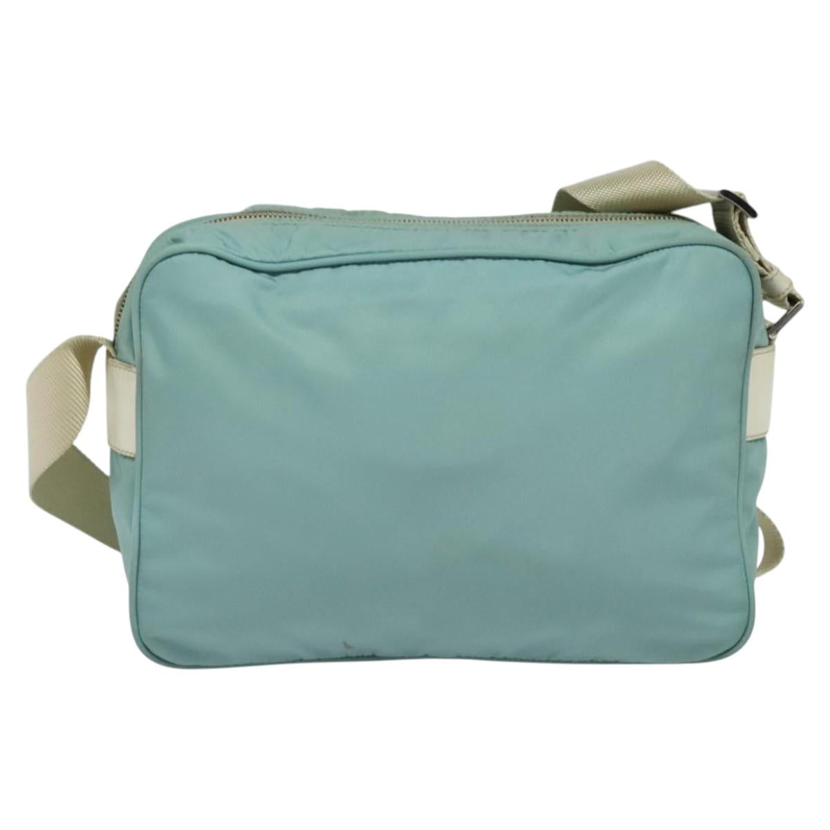PRADA Shoulder Bag Nylon Light Blue Silver Auth 138419