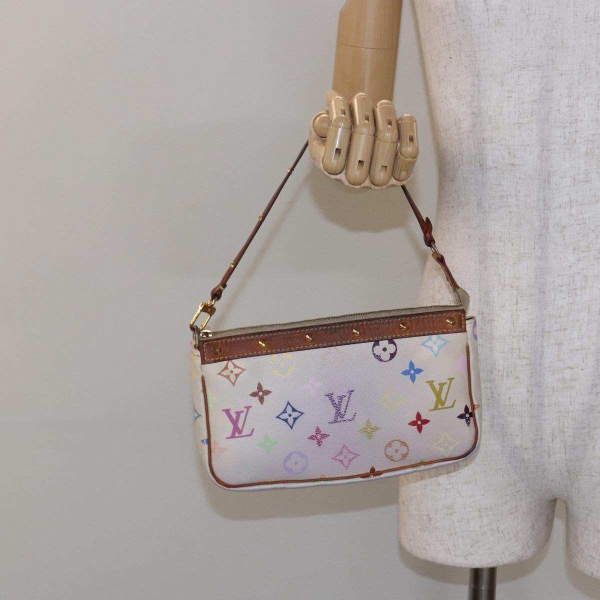 LOUIS VUITTON Monogram Multicolor Pochette Pouch White M92649 LV Auth 138420