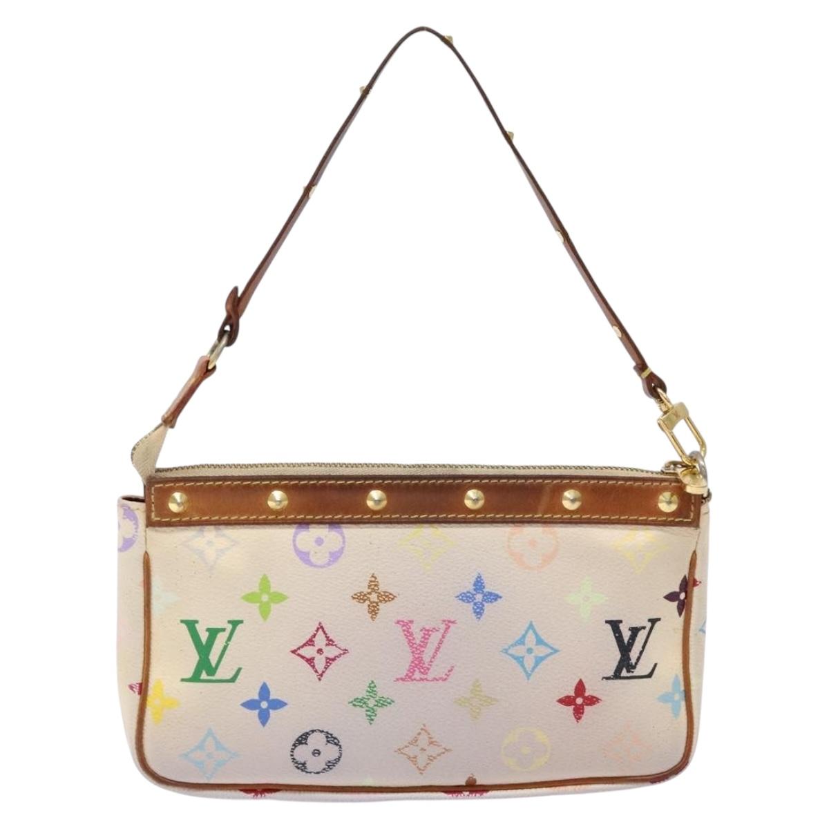 LOUIS VUITTON Monogram Multicolor Pochette Pouch White M92649 LV Auth 138420