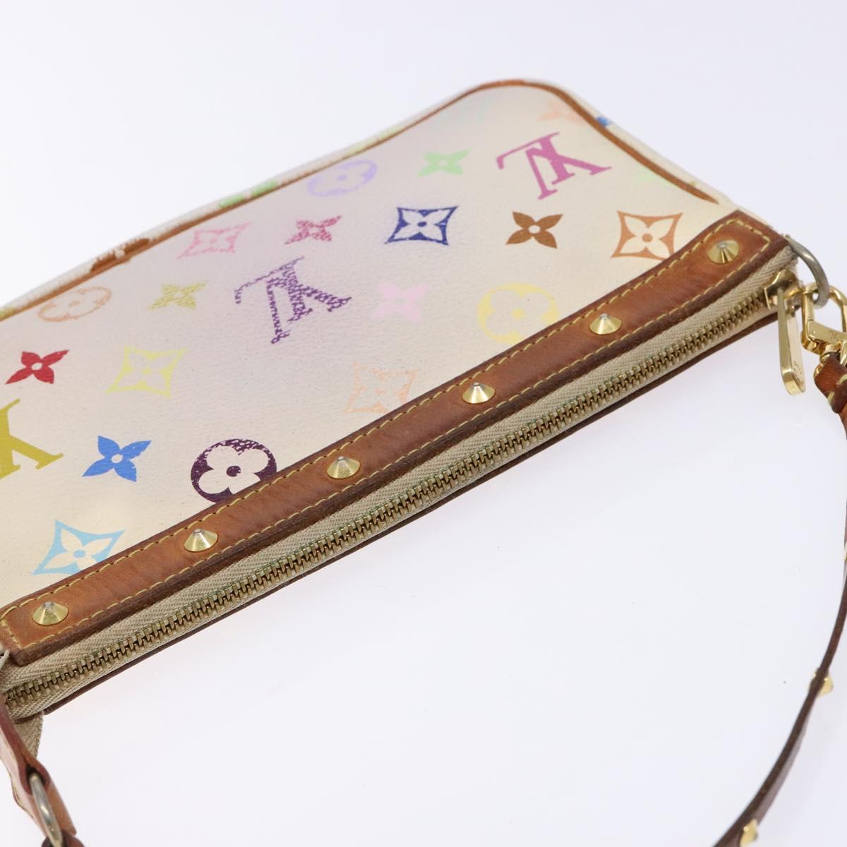 LOUIS VUITTON Monogram Multicolor Pochette Pouch White M92649 LV Auth 138420