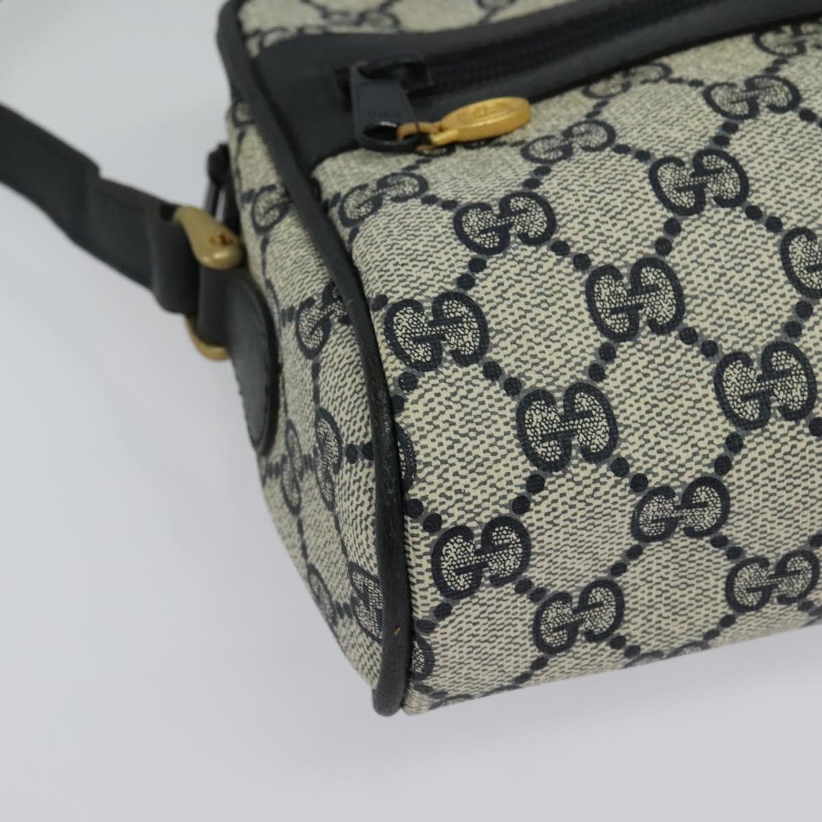 GUCCI GG Supreme Sherry Line Shoulder Bag PVC Navy Gold Red Auth 138452