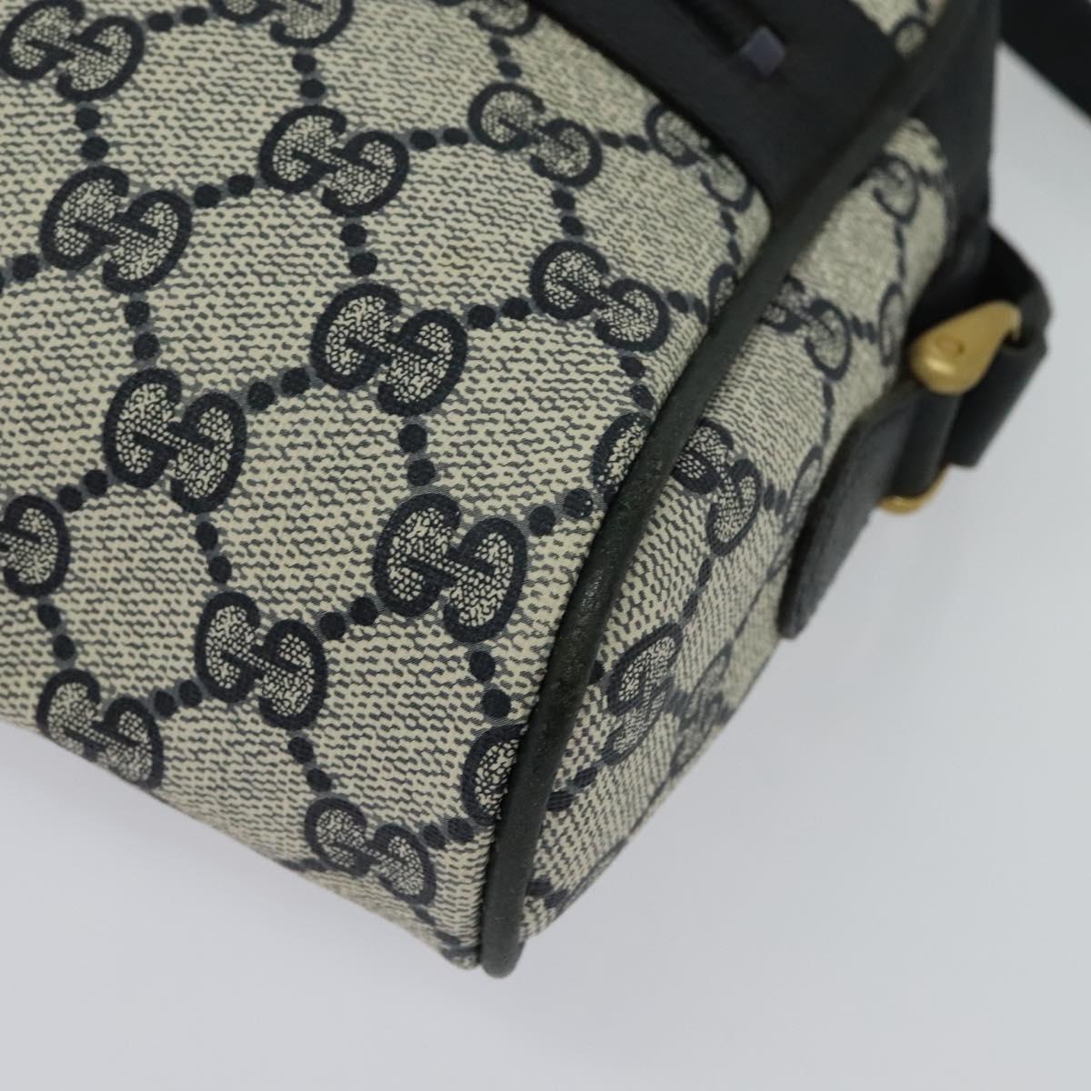 GUCCI GG Supreme Sherry Line Shoulder Bag PVC Navy Gold Red Auth 138452