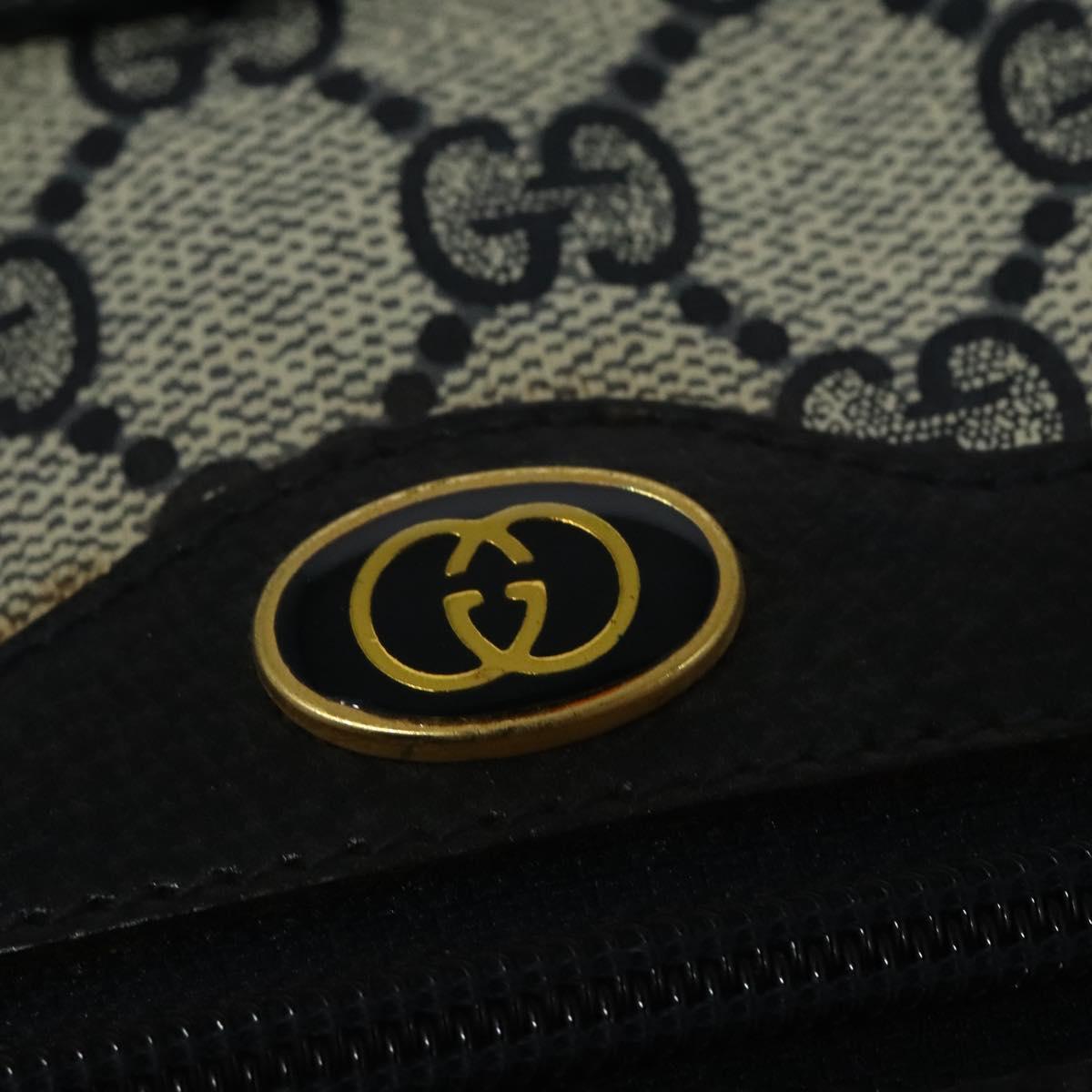 GUCCI GG Supreme Sherry Line Shoulder Bag PVC Navy Gold Red Auth 138452